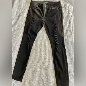 Black distressed denim leggings- Express